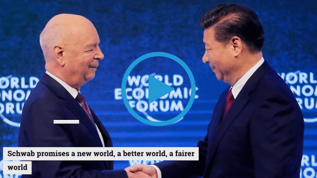 Klaus Schwab shaking hands with Xi Jinping at WEF